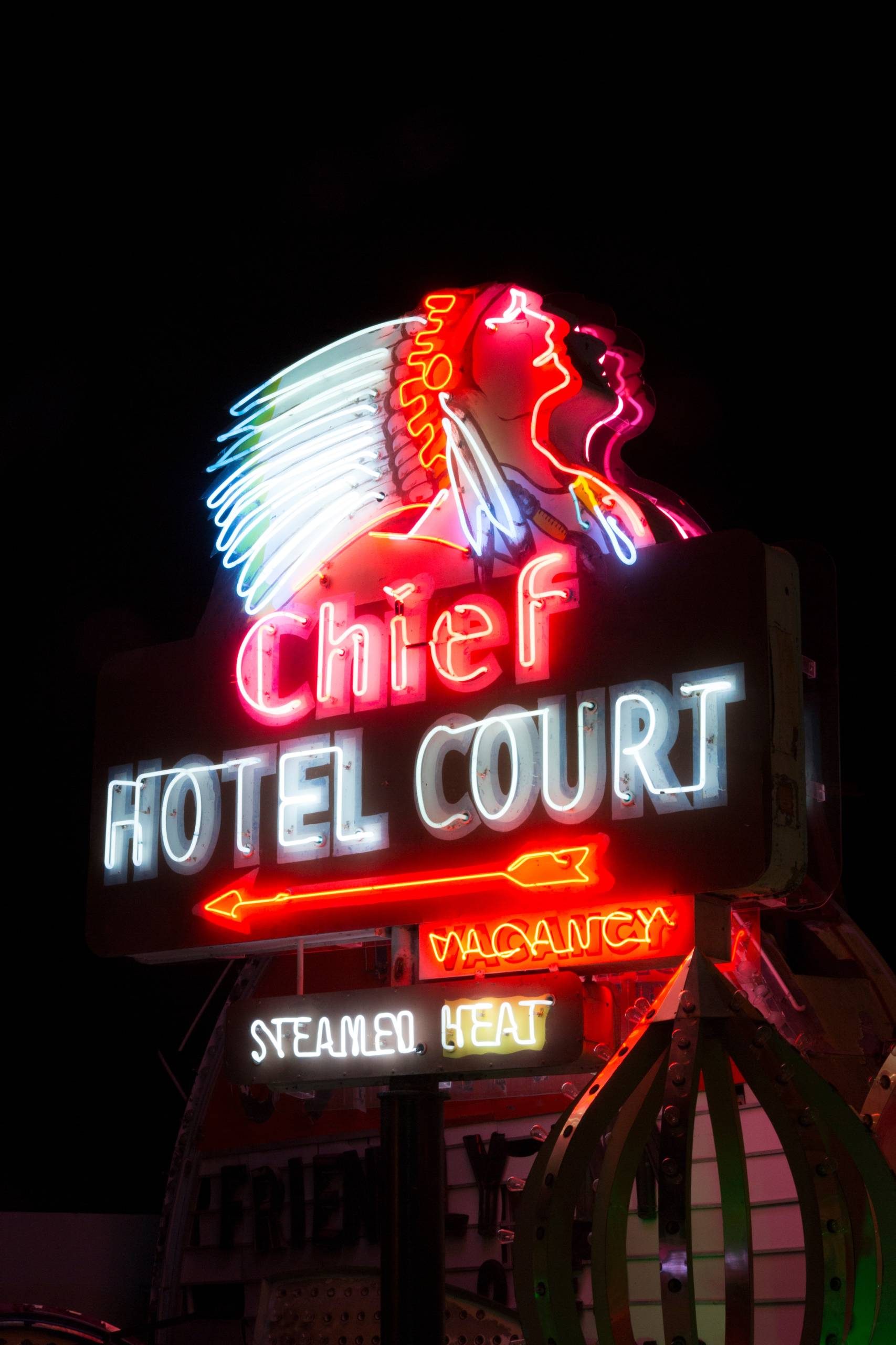 Chief Hotel Court sign at The Neon Museum