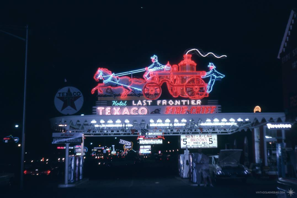 Last Frontier, Texaco gas station, 1963, VintageLasVegas.com.