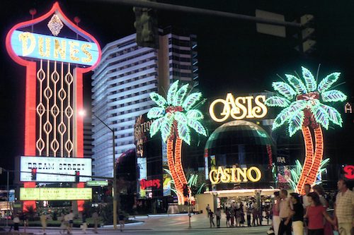 Dunes and oasis at night