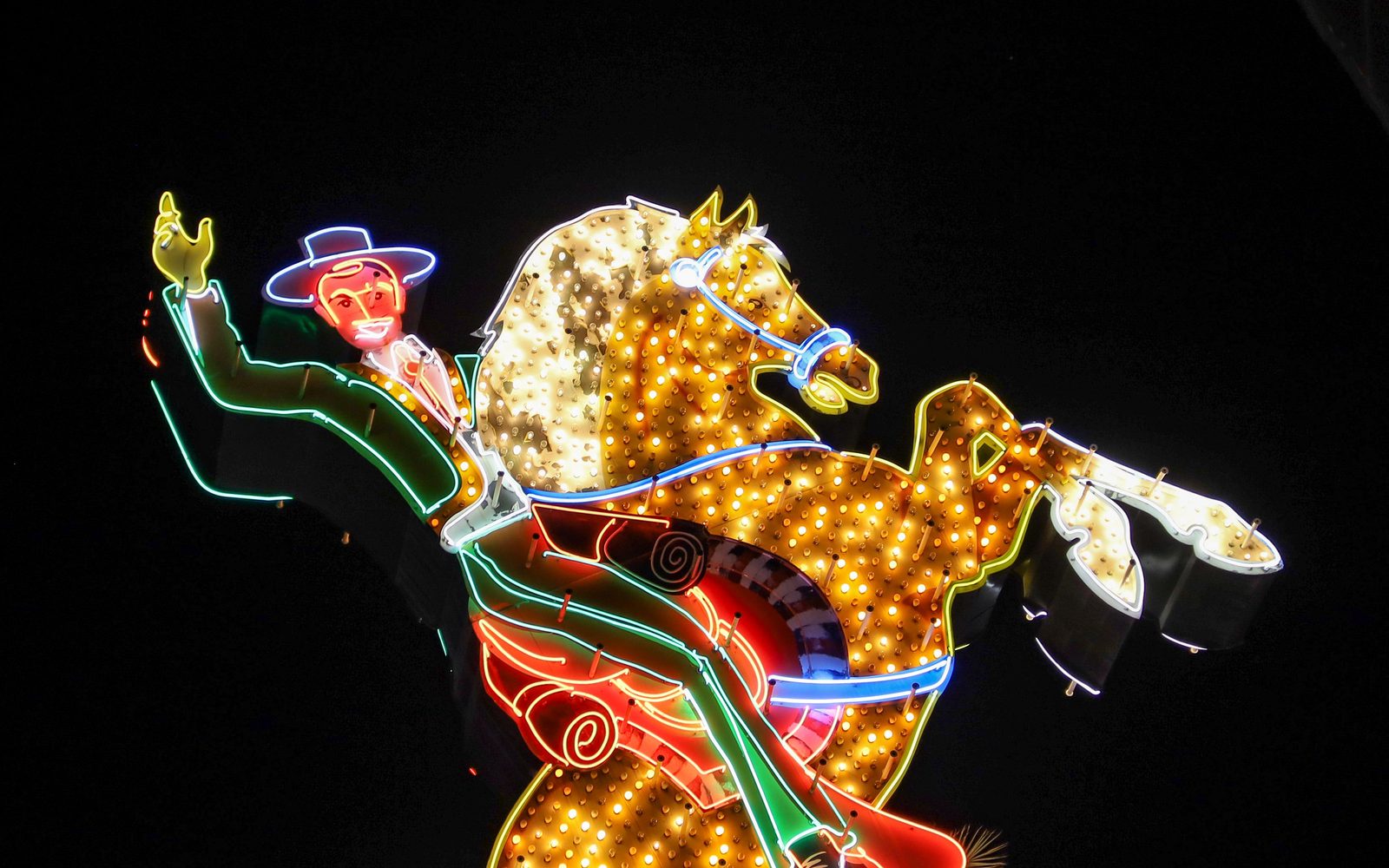The Hacienda Horse and Rider depicting what is probably the first Person of Color represented on a neon sign.