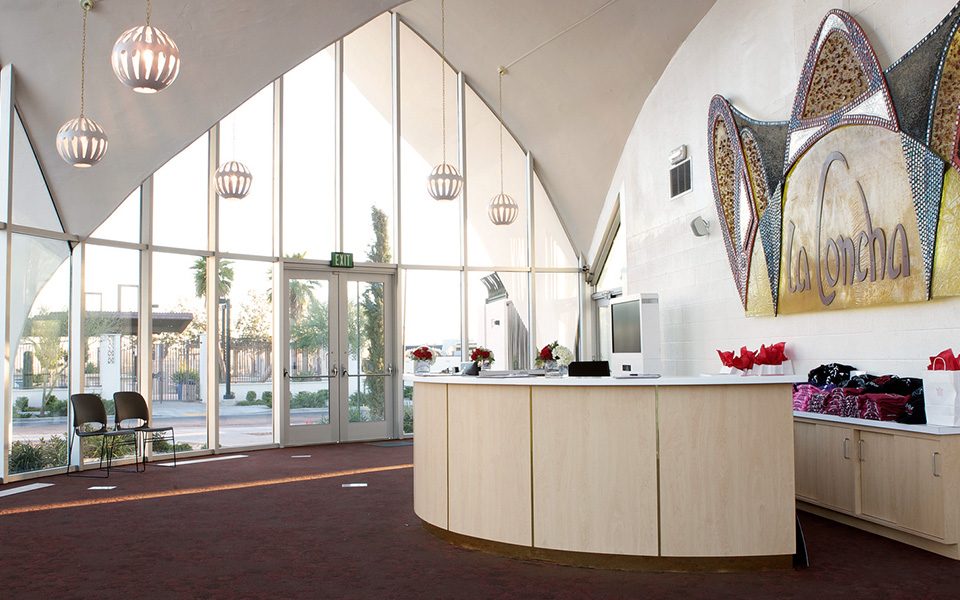 La Concha Visitors' Center during the daytime, empty.