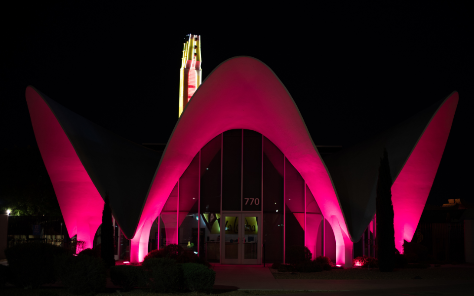 La Concha Visitors' Center at night