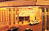 Aladdin Hotel & Casino porte cochere designed by Charles Barnard, Vintage Las Vegas, 1976