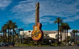 Hard Rock Cafe guitar sign at the corner of Harmon and Paradise Road, Las Vegas Sun, 2015