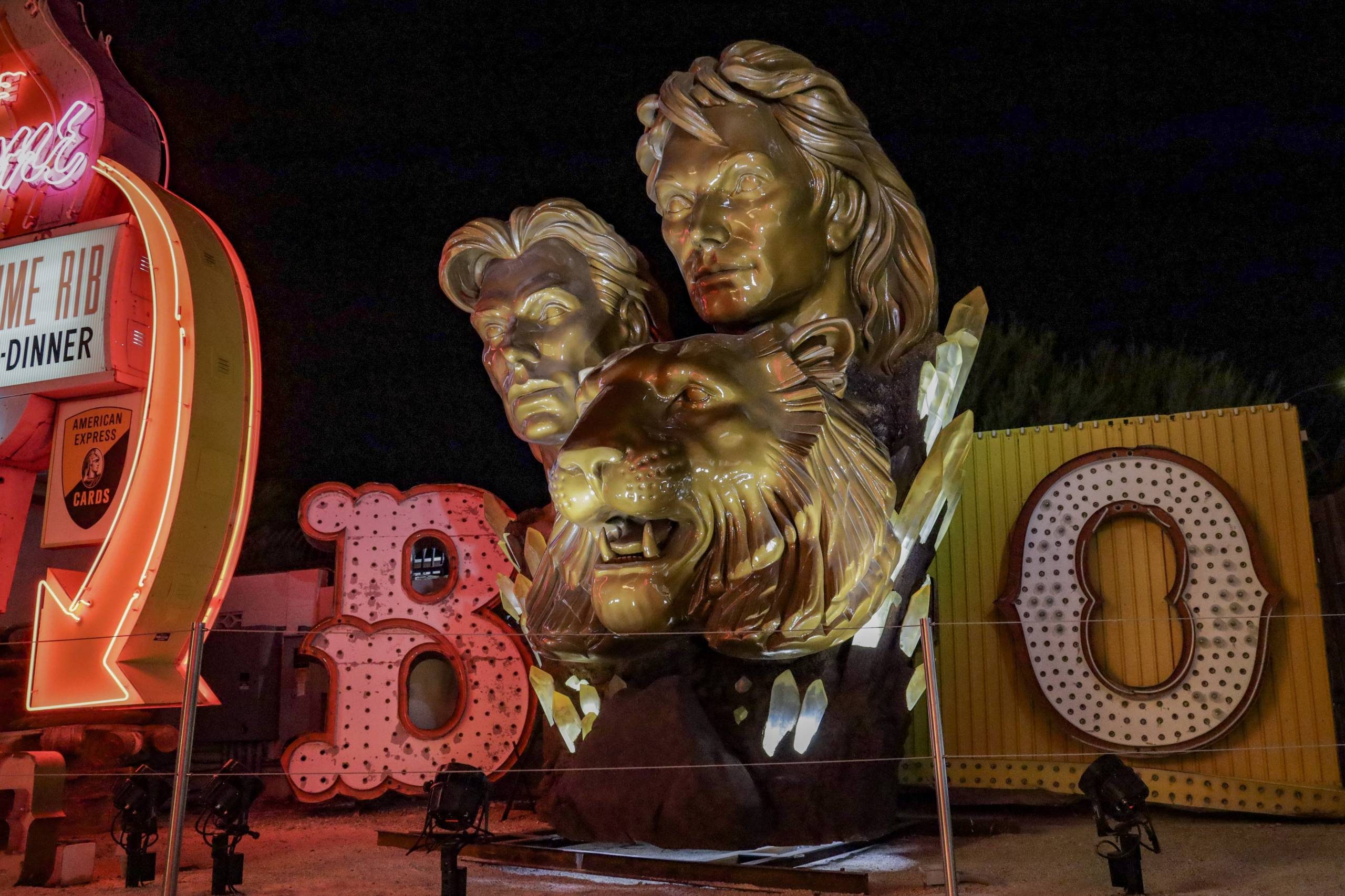 Siegfried and Roy Sculpture in the Neon Boneyard.