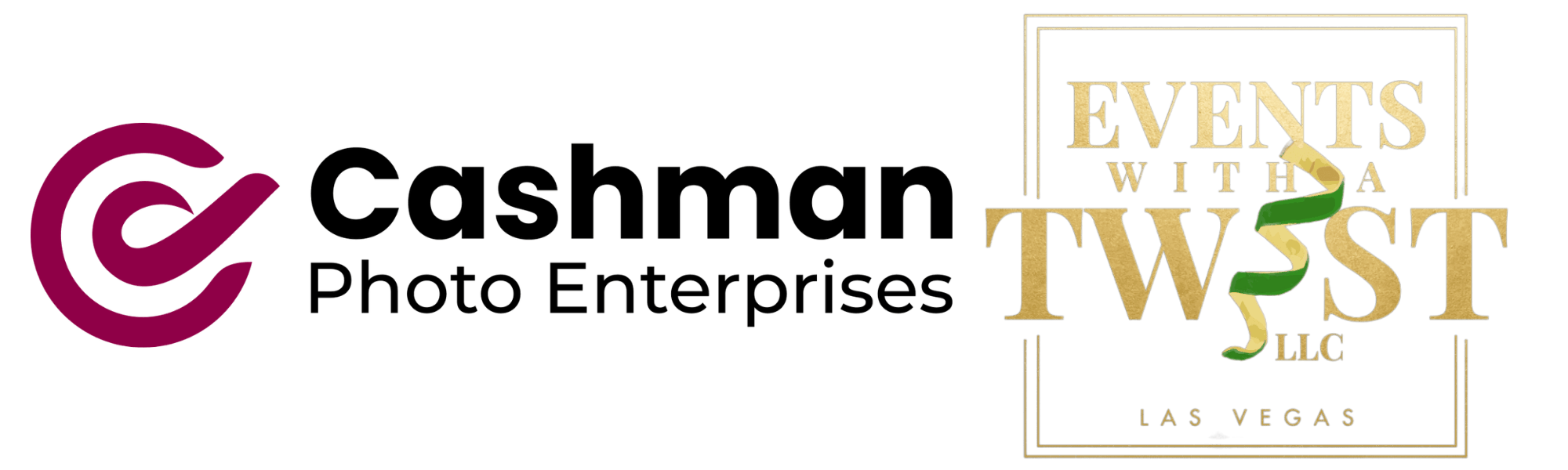 Logos of Cashman Photo Enterprise and Events with a Twist