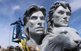 Siegfried & Roy Sculpture being painted after sandblasting and fiberglass patching