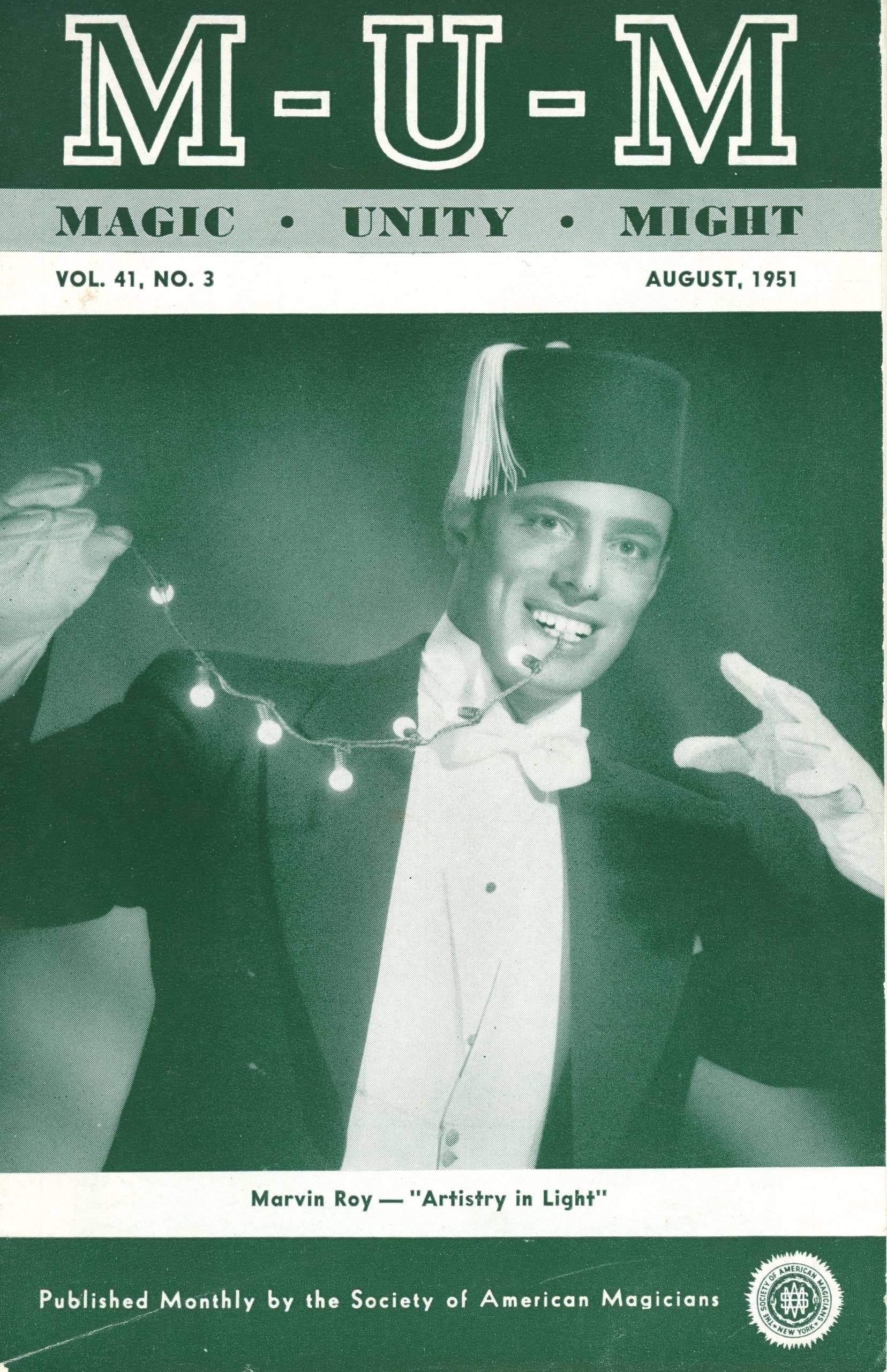 An image of Marvin Roy as the cover of the MUM magazine
